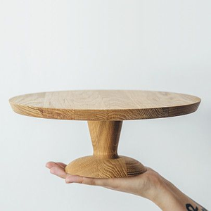 Designer Wooden <b>Cake</b> Stand with Natural Color Base and Black Color Leg for Serving <b>Cakes</b> by blossom craft india - Product Image 2