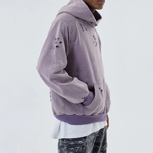 Nouveaux sweats à capuche pour hommes à manches longues, style pull-over, effet usé, couleur unie, pour l'extérieur, mode urbaine - Product Image 4