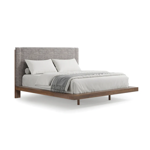 Wholesale Modern Mission Solid Wood <b>Bed</b> | Two-Tone Grid Pattern Architectural <b>Bed</b> Frame - Product Image 1