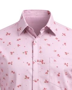 Chemise habillée rose à imprimé floral personnalisée pour homme, coupe ajustée, boutonnée, manches longues, décontractée, pour soirée, en mélange de coton, personnalisable OEM ODM, haut de gamme - Product Image 5