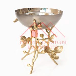 Base de support de piédestal/bol fantaisie unique meilleur vendeur exportateur métal aluminium doré noix et dattes et bol pour aliments secs - Product Image 4