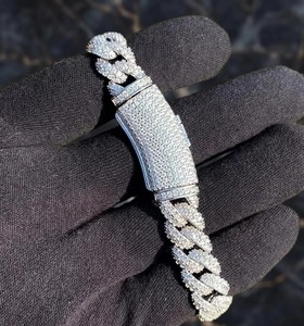 Pulsera de Cadena de Plata 925 para Hombre, Estilo Hip Hop, con Diamantes Engastados, Corte Brillante Redondo, para Uso Diario - Product Image 2