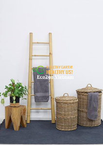 Échelle en bambou naturel 4 échelons de largeur inférieure, autres échelles échelles de meubles en bambou - Product Image 6