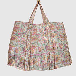 Sac fourre-tout en toile à fleurs avec broderie, style bohème, ouvert en haut, pour le shopping toutes saisons - Product Image 5