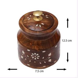 Pot de rangement en bois d'acacia avec couvercle, récipient de rangement de cuisine en bois fait main, pot à épices en bois naturel, rangement alimentaire décoratif - Product Image 3