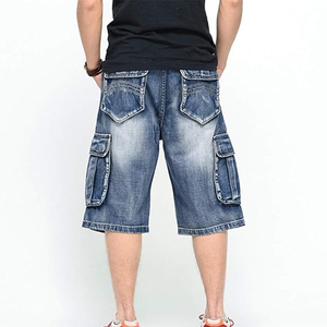 Pantalones Cortos Vaqueros OEM de Verano, Casuales, Tejidos, con Lavado Ácido Medio, Unisex, de Corte Holgado, Estilo Urbano, con Estampado Personalizado - Product Image 3