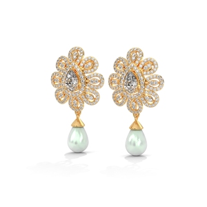 Pearl Drop <b>Earrings</b> Flower <b>Dangle</b> <b>Earrings</b> Gold Plated Jewelry for Women Party Gift - Product Image 2