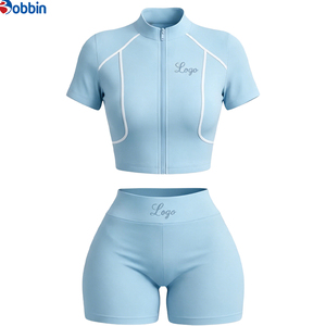 Conjuntos Deportivos de Verano para Mujer, Ropa Urbana Personalizada, Chaqueta de Manga Corta con Cierre y Pantalones Cortos, Conjunto de 2 Piezas, Tendencia en Ventas - Product Image 3