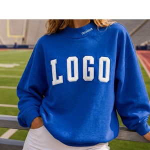 Sweat-shirt en coton sur mesure de qualité supérieure pour femmes grandes tailles, col montant, broderie, logo, style vintage streetwear, pull-over - Product Image 1