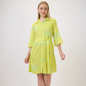 เดรสยาวทรงเอสำหรับผู้หญิง ลายดอกไม้ ผ้าฝ้าย 100% แฟชั่นฤดูร้อนทันสมัย คอวี แขนบาน ขายส่ง เป็นมิตรกับสิ่งแวดล้อม เหมาะสำหรับงานปาร์ตี้ - Product Image 1