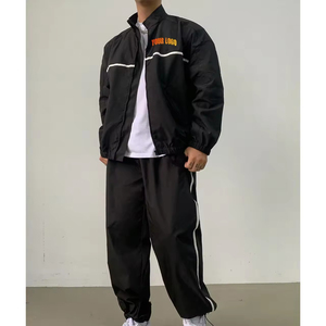 Ensemble de survêtement décontracté deux pièces en polyester/coton avec capuche, coupe-vent léger et uni pour l'été - Product Image 5