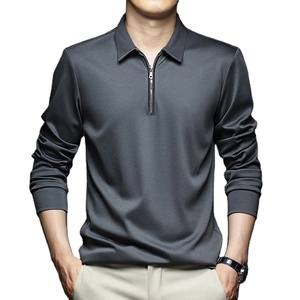 เสื้อโปโลสีพื้นแฟชั่นสำหรับผู้ชายเสื้อโปโลแขนยาวสำหรับฤดูใบไม้ผลิฤดูใบไม้ร่วง - Product Image 2