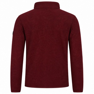 Sudadera polar de forro polar para hombre, personalizada, color burdeos, con cremallera de un cuarto, cuello alto, manga larga, cálida, para invierno, al por mayor - Product Image 4