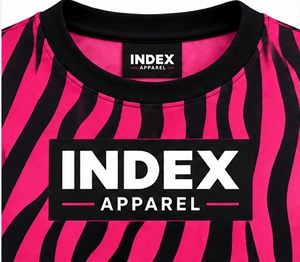 T-shirt sportif rose à imprimé animalier pour homme Index Apparel, manches courtes, col rond, sublimation par transfert - Product Image 5