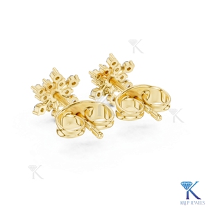 Lab Grown Diamond Snowflake <b>Stud</b> Earrings 13 Stone Cluster 14K 18K Solid Gold Fine Women Jewelry Bridal Anniversary Gift - Product Image 6