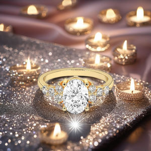 Bague de fiançailles en diamant de laboratoire CVD HPHT de 1,00 carat, taille ovale brillante, tendance, argent de haute qualité, sertie pavé, pour mariage et fête - Product Image 1