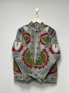 Floral Embroidered <b>Velvet</b> Bomber <b>Jacket</b> <b>Women</b> O'Collar Full Sleeve Winter Vintage Thick Breathable Woven Outerwear Casual Open - Product Image 4