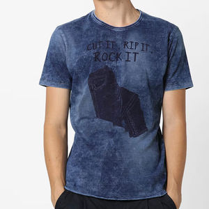 T-shirt Premium pour Homme Effet Délavé Personnalisable avec Logo Imprimé Respirant Polyester/Coton Style Urbain - Product Image 1