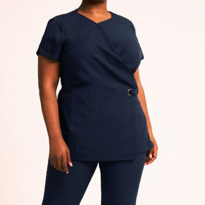 Tunique de beauté personnalisée pour femmes, style WRAP, pour salon de manucure, blouse de travail pour hôpital, hauts et bas de tunique de beauté - Product Image 3