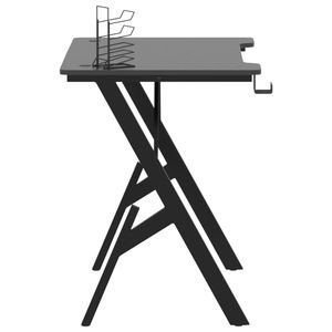 Escritorio para juegos de madera y hierro de ingeniería en color negro, 35,4 x 23,6 x 29,5 pulgadas, mesa para juegos elegante y práctica - Product Image 4