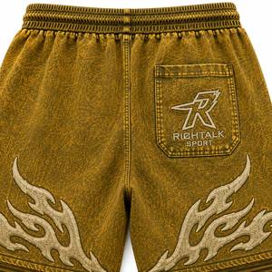 Pantalones Cortos Deportivos para Hombre, Diseño de Llama con Relieve Dorado, Cintura Elástica con Cordón, Transpirables, Peso Medio, para Verano - Product Image 5