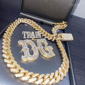 VVS Baguette And Round Moissanite Iced Out Custom <b>Letter</b> Pendant 925 Sterling <b>Silver</b> Hip Hop Customized <b>Necklace</b> Birthday Gifts - Product Image 3