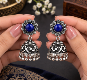 Pendientes de plata oxidada con ónix al por mayor, proveedor a granel, estilo bohemio, diseño floral, regalo de boda para mujer, stock disponible - Product Image 3
