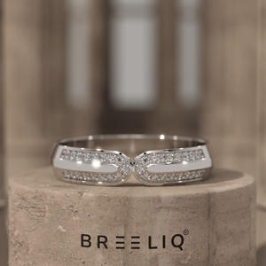 14K Solid Gold Lab Grown Diamond Double Loop Link Ring Modern Open Link Diamond Band Bold - Product Image 4