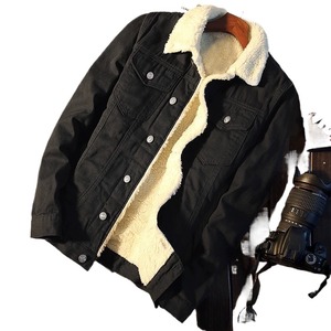 Winter Thickened <b>Denim</b> Jacket Men's Baseball Uniform Fashion Brand Men's Clothing Autumn Boys Winter Berber Fleece <b>Coats</b> - Product Image 1