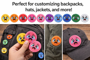 100 parches bordados de caras lloronas surtidas, 10 unidades de cada color, insignias coloridas termoadhesivas o para coser para ropa, bolsos y gorras - Product Image 5