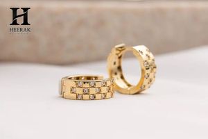 Custom 925 Sterling <b>Silver</b> Checkerboard Earrings Elegant Wide Gold Plated Grid Mosaic Diamond Huggie Hoops Wholesale - Product Image 1