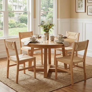 Chaise de salle à manger en bois de manguier avec assise en rotin tressé |   Meubles en gros - Product Image 6