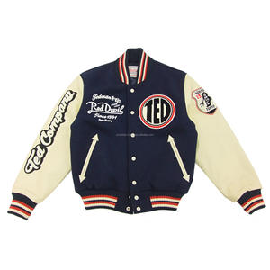 Blousons de baseball Letterman vintage universitaire unisexe avec logo personnalisé bombardiers en laine vêtements de rue d'hiver en fourrure de mouton grande taille en peau de vache - Product Image 5