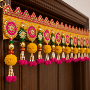 Traditional Indian Door Toran Decoration with Colorful Tassels and Embroidered Hanging for Festive Home Entrance Decor - Product Image 4