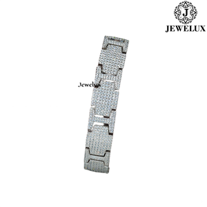 Jewelux 22K Gold Plated Diamond <b>Bracelet</b> Round Brilliant Cut Micro Insert Geometric Link Unisex Luxury Chain <b>Bracelet</b> - Product Image 2