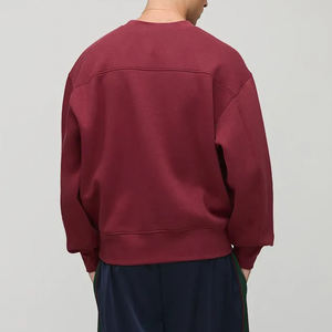 เสื้อสเวตเชิ้ตผู้ชายสีเบอร์กันดี คอกลม ถักจากผ้าฝ้าย 100% ระบายอากาศได้ดี สไตล์สตรีทแวร์ ทรงปกติ สีพื้น เหมาะสำหรับใส่ในฤดูหนาว - Product Image 2