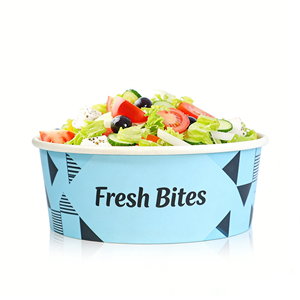 Bol alimentaire jetable biodégradable en papier kraft, résistant à la graisse, pour salades et soupes, avec impression personnalisée - Product Image 1