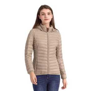 Hooded Puffer Jacket Women <b>Slim</b> Fit Zipper Closure Casual Windproof Autumn Polyester Wadding Thin Lightweight <b>Coat</b> - Product Image 4