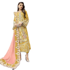 Ropa sin Coser al por Mayor: Salwar Kameez Estilo Anarkali de Viscosa Bordado Multicolor Étnico para Mujer, Ideal para Eid y Ramadán - Product Image 1