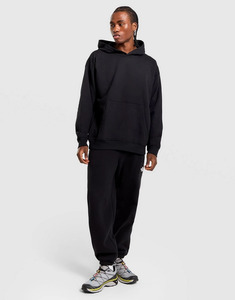 Men Oversized Pullover <b>Hoodie</b> <b>Plain</b> Black Hooded Sweatshirt Cotton Fleece Casual Streetwear <b>Hoodie</b> Kangaroo Pocket Long Sleeve L - Product Image 3