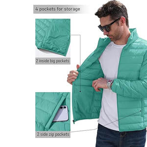 Veste matelassée coupe-vent et hydrofuge pour homme, légère et isolante, avec coque en nylon respirant et col montant - Product Image 5