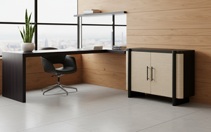 Buffet moderne à 2 portes en chêne massif pour salon - Rangement résistant à l'eau avec design minimaliste - Product Image 2