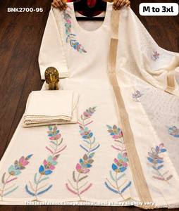 Proveedor de la mejor colección de conjuntos de Kurti-Pant y Dupatta rectos con bordados romanos hechos a mano (Zardozi y con cuentas) de Surat. - Product Image 3