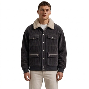 Chaqueta Trucker de Pana 100% Algodón para Hombre al por Mayor, Forro Sherpa, Estilo Vintage con Botones y Bolsillos, Ropa de Calle, Abrigo de Invierno - Product Image 3