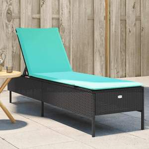 Chaise longue de patio noire et blanc crème - Product Image 1