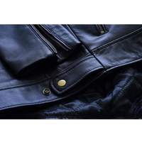Blouson bomber en cuir véritable pour homme, col montant, fermeture éclair, vêtement d'extérieur décontracté, streetwear