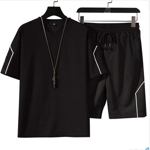 Nouveaux ensembles courts de super qualité pour hommes, deux pièces, style streetwear décontracté, 100% coton, ensembles pour hommes, couleur contrastée personnalisée - Product Image 5