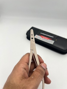 Two Holes Hair Extension Plier For Installation And Removal Micro <b>Silicon</b> <b>Beads</b> Nude Beige Color Stainless Steel Leather Pouch - Product Image 2