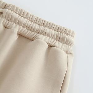 Custom Manufacture <b>Beige</b> Plain Dyed Wide Leg Vintage <b>Cargo</b> <b>Trousers</b> Elastic Waist 100 Cotton <b>Cargo</b> Sweat Pants <b>Women</b> - Product Image 5