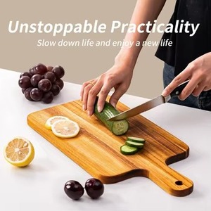 Tabla de cortar rectangular de madera y plástico de grado alimenticio con orificio integrado para colgar, mango de madera, apta para lavavajillas - Product Image 6